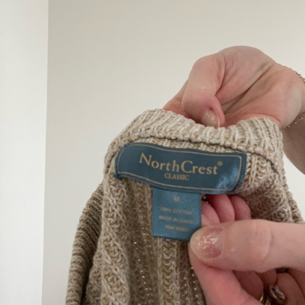 Vintage Northcrest Cotton Tan Knit Sweater - Picture 4 of 4
